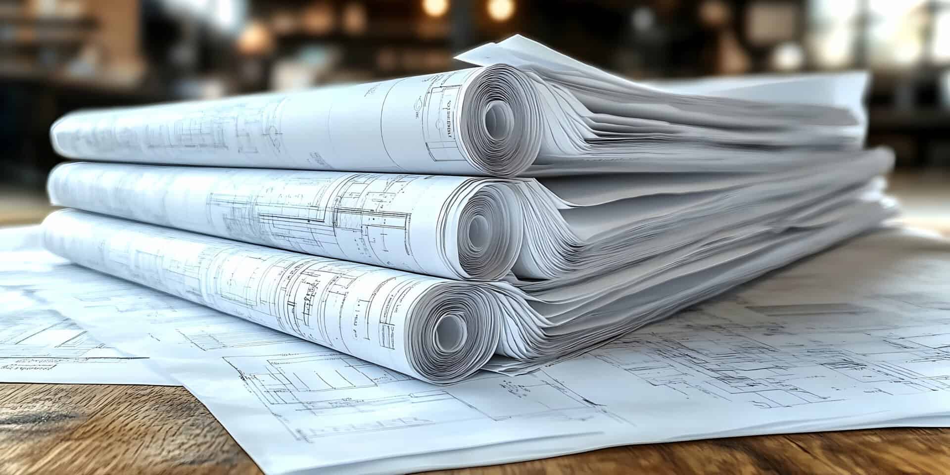 Pile de plan d'architecte
